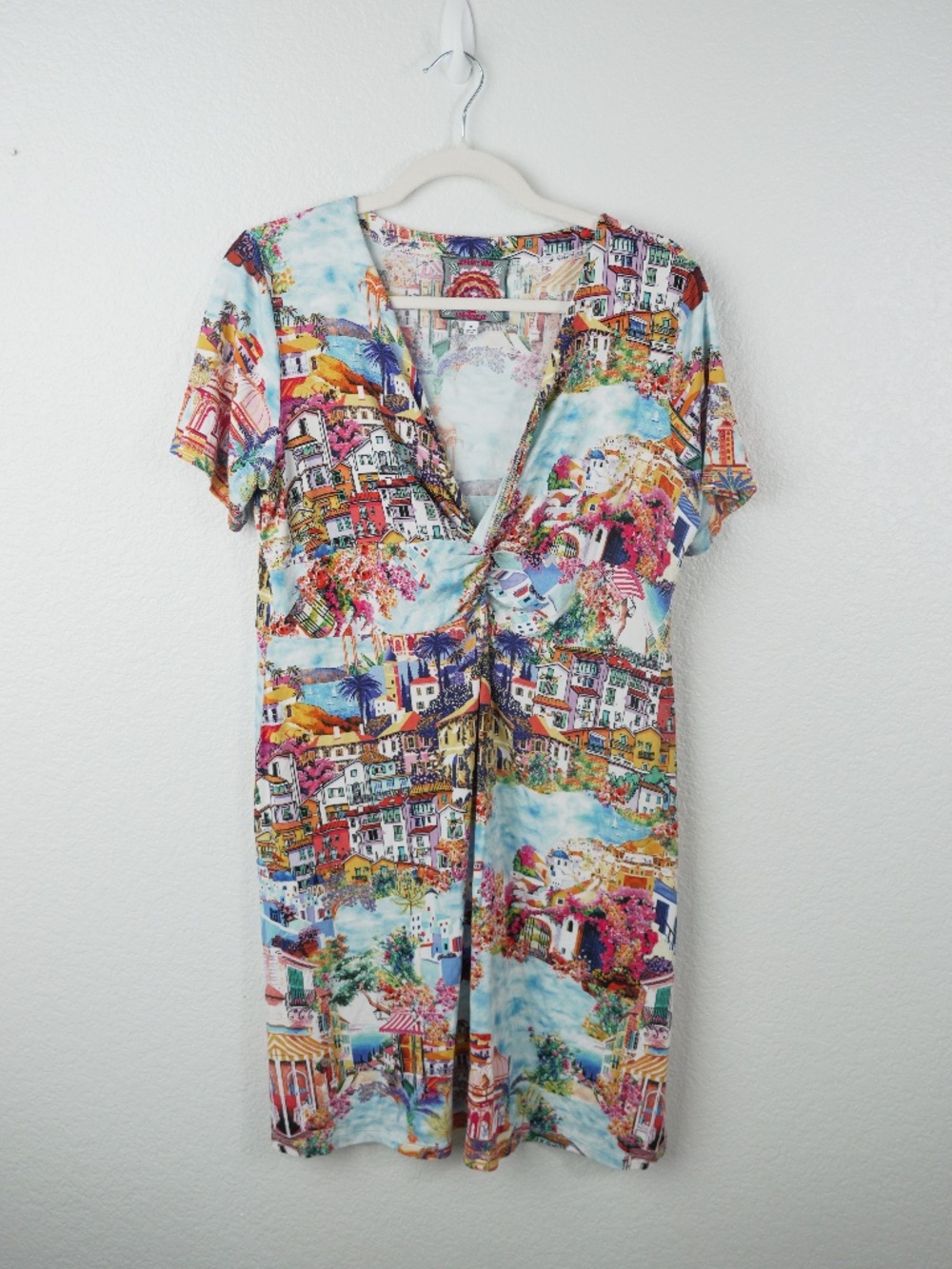 Johnny Was Dress Women Size M Mediterranean Coastal Scenic Boho